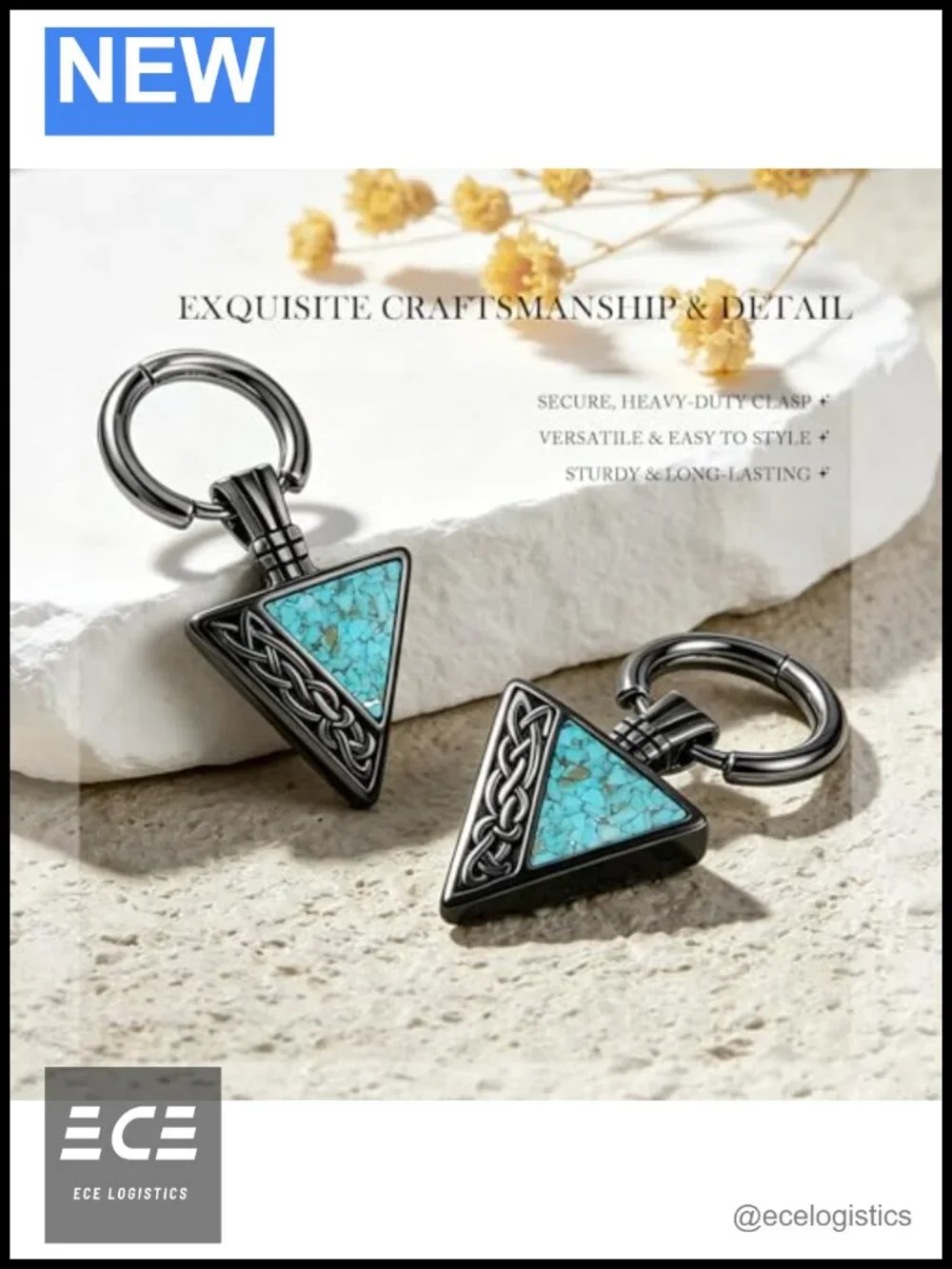 Viking Celtic Knot Arrowhead Dangle Earrings Black Gold Plated Turquoise